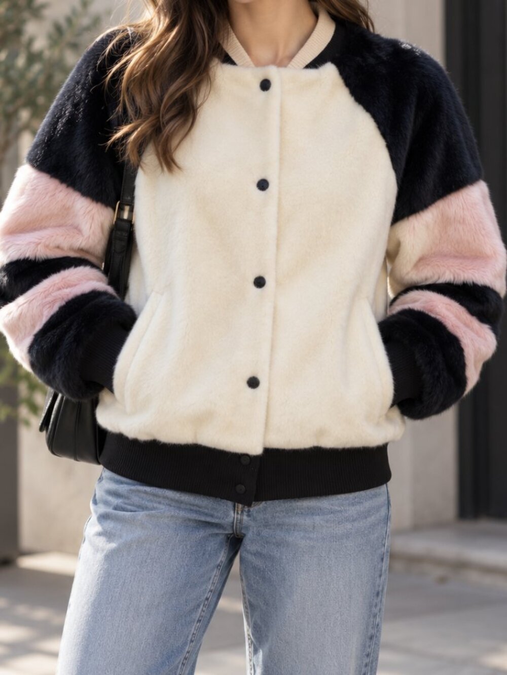 Zara Faux Fur Bomber Jacket Women's S